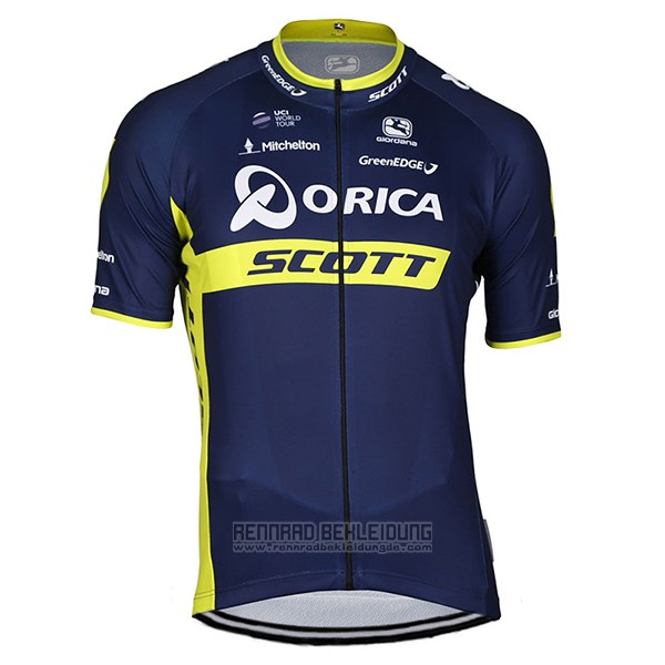 2017 Fahrradbekleidung Orica Scott Blau Trikot Kurzarm und Tragerhose - zum Schließen ins Bild klicken